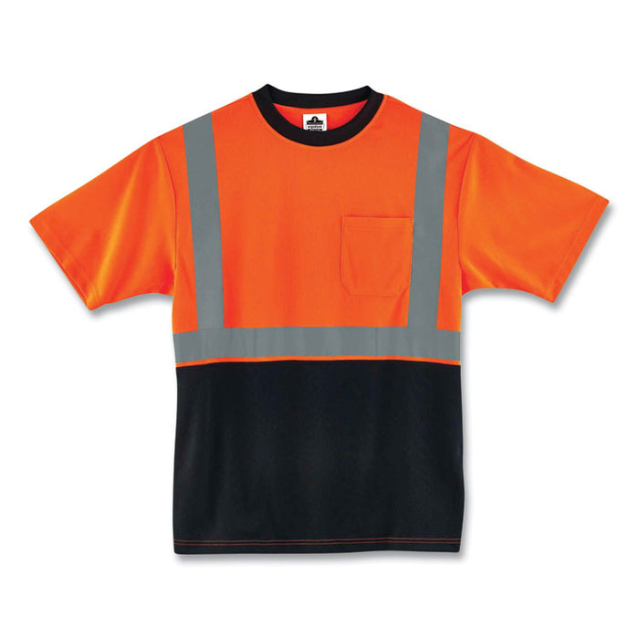 GloWear 8289BK Class 2 Hi-Vis T-Shirt with Black Bottom, 4X-Large, Orange