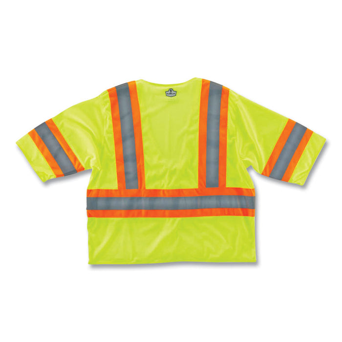 GloWear 8330Z Class 3 Two-Tone Zipper Vest, Polyester, Small/Medium, Lime