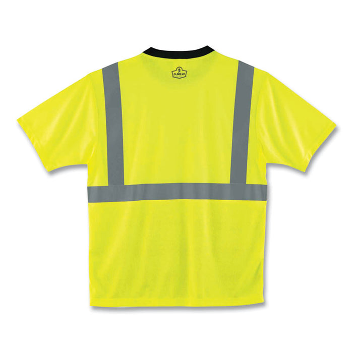 GloWear 8289BK Class 2 Hi-Vis T-Shirt with Black Bottom, Medium, Lime