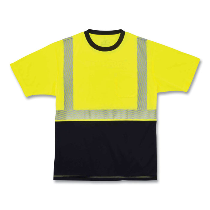 GloWear 8280BK Class 2 Performance T-Shirt with Black Bottom, Small, Lime
