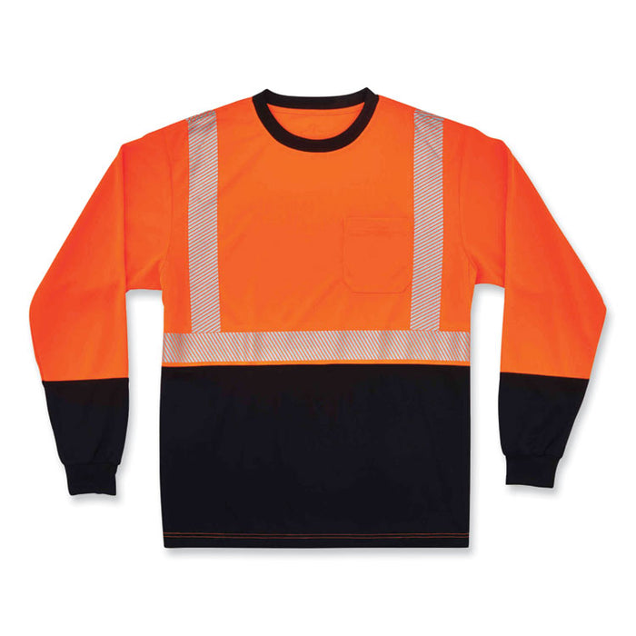GloWear 8281BK Class 2 Long Sleeve Shirt with Black Bottom, Medium, Orange
