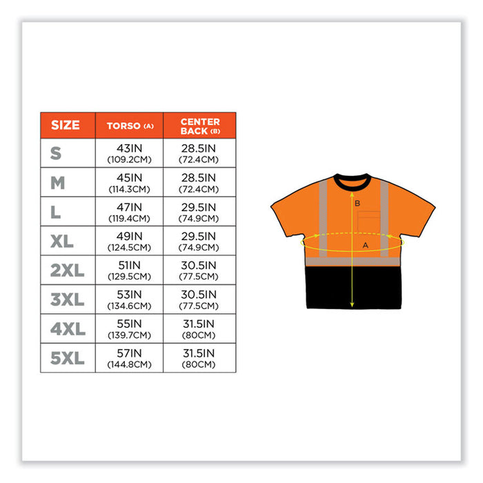 GloWear 8280BK Class 2 Performance T-Shirt with Black Bottom, 3X-Large, Orange
