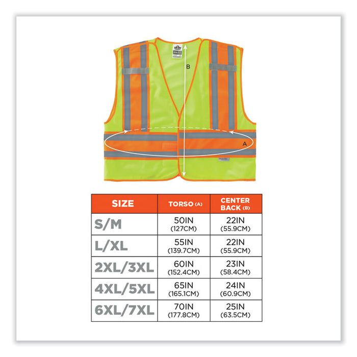 GloWear 8245PSV Class 2 Public Safety Vest, Polyester, Small/Medium, Lime