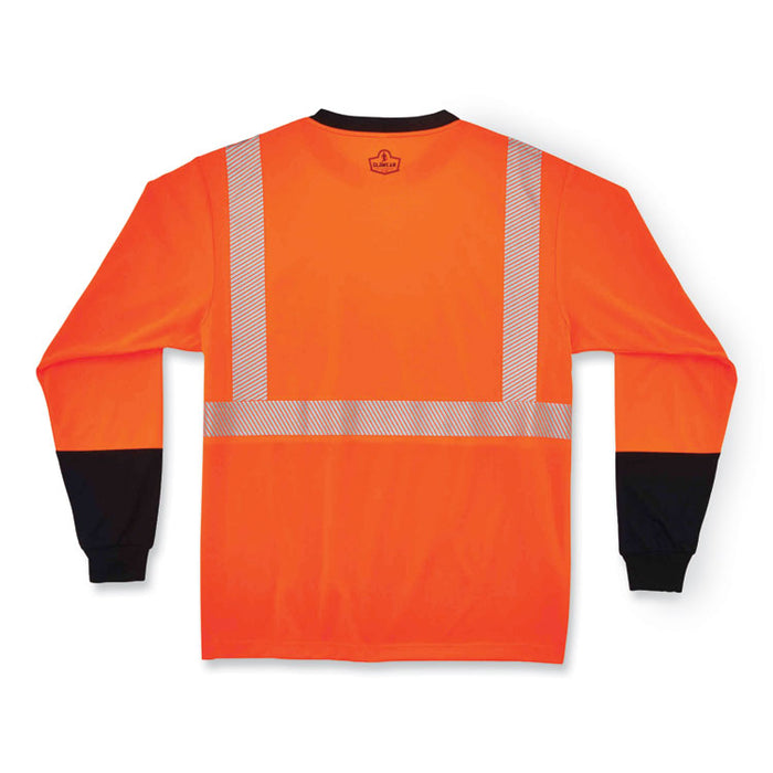 GloWear 8281BK Class 2 Long Sleeve Shirt with Black Bottom,  X-Large, Orange