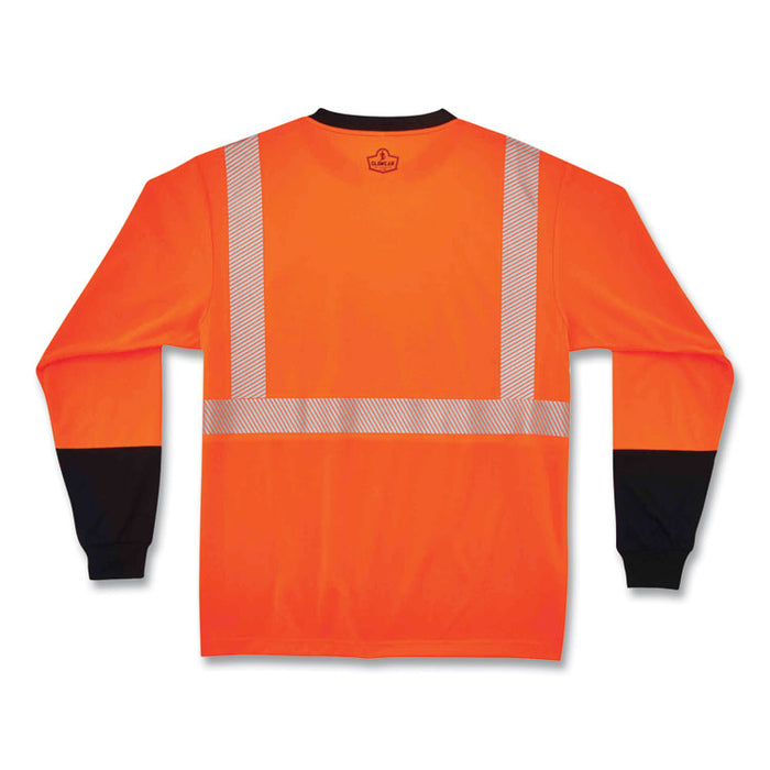 GloWear 8281BK Class 2 Long Sleeve Shirt with Black Bottom, Medium, Orange