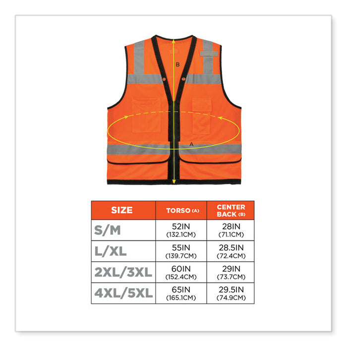 GloWear 8253HDZ Class 2 Heavy-Duty Mesh Surveyors Vest, Polyester, Large/X-Large, Orange