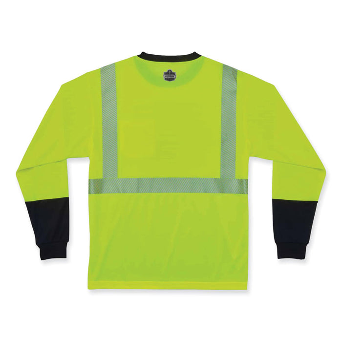 GloWear 8281BK Class 2 Long Sleeve Shirt with Black Bottom, Large, Lime