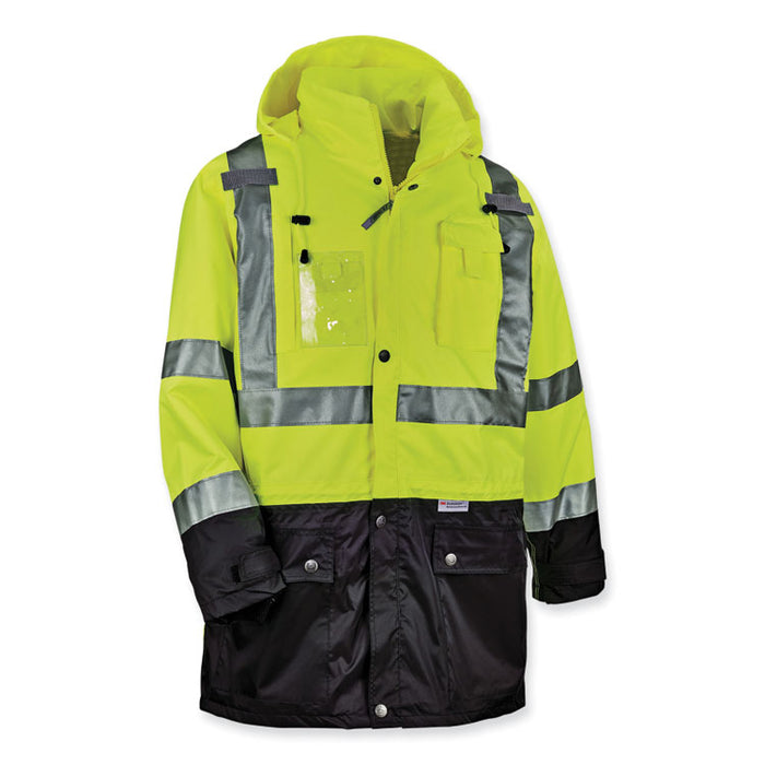 GloWear 8386 Class 3 Hi-Vis Outer Shell Jacket, Polyester, 3X-Large, Lime