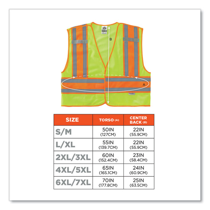 GloWear 8245PSV Class 2 Public Safety Vest, Polyester, 4X-Large/5X-Large, Lime