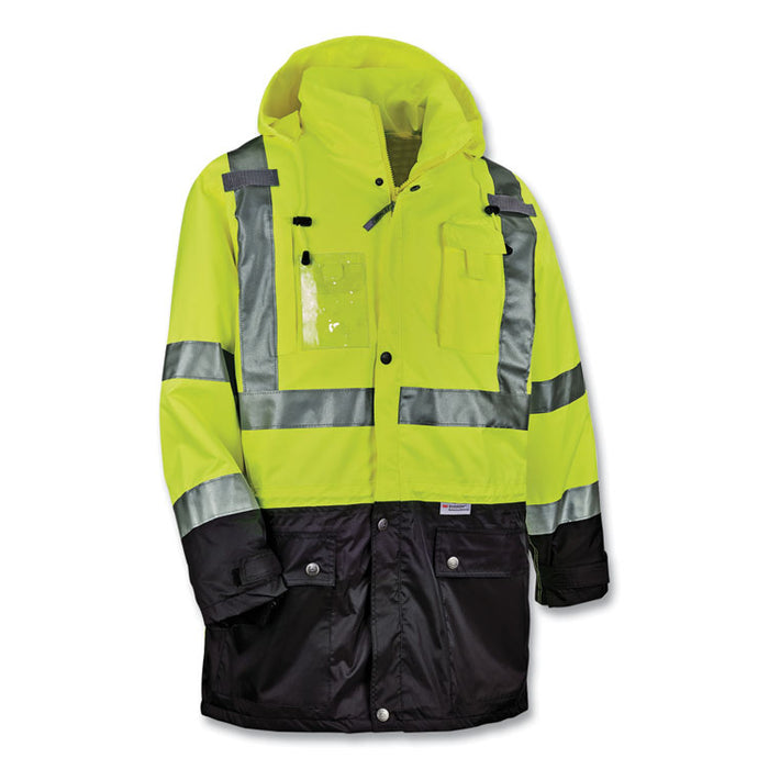GloWear 8386 Class 3 Hi-Vis Outer Shell Jacket, Polyester, 4X-Large, Lime