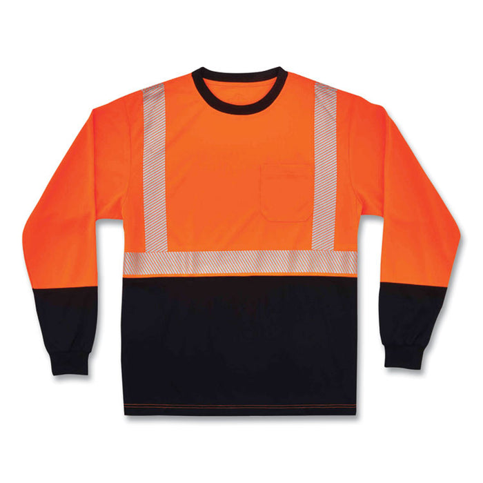 GloWear 8281BK Class 2 Long Sleeve Shirt with Black Bottom, 5X-Large, Orange