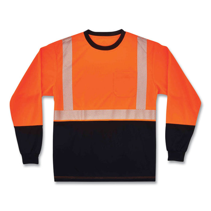 GloWear 8281BK Class 2 Long Sleeve Shirt with Black Bottom, 4X-Large, Orange