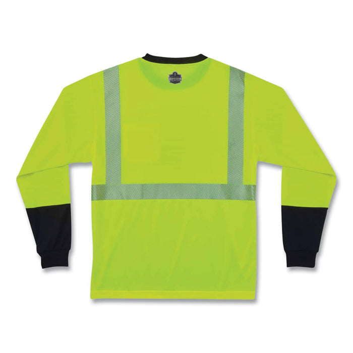 GloWear 8281BK Class 2 Long Sleeve Shirt with Black Bottom, 5X-Large, Lime
