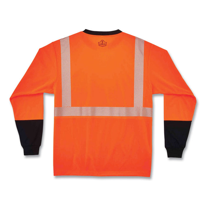 GloWear 8281BK Class 2 Long Sleeve Shirt with Black Bottom, 2X-Large, Orange