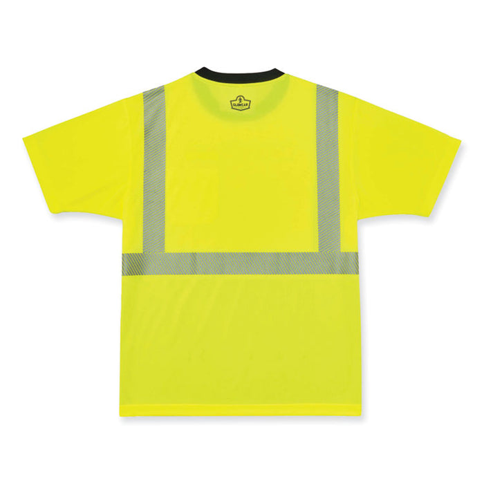 GloWear 8280BK Class 2 Performance T-Shirt with Black Bottom,  Large, Lime