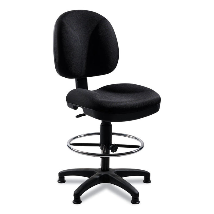 Comfort Task Stool, Supports Up to 300 lb, 24.5" to 34.5" Seat Height, Black Seat, Black Back, Black Base