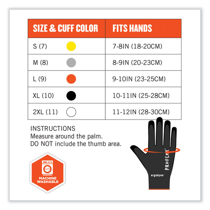 ProFlex 7001-CASE Nitrile Coated Gloves, EN388: 4121X, 8.25" Long, Small, Black, 144 Pairs/Carton
