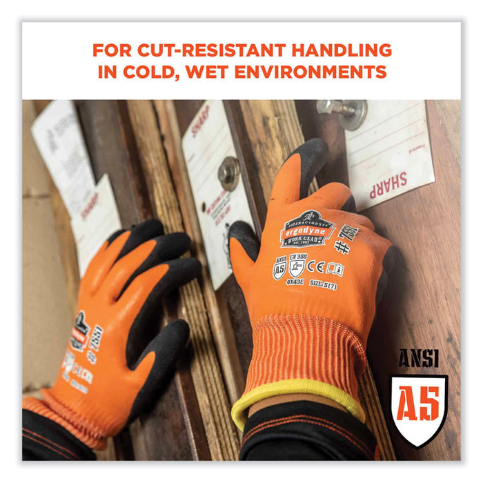 ProFlex 7551-CASE ANSI A5 Coated Waterproof CR Gloves, EN388: 4X43E, 10" Long, Medium, Orange, 144 Pairs/Carton