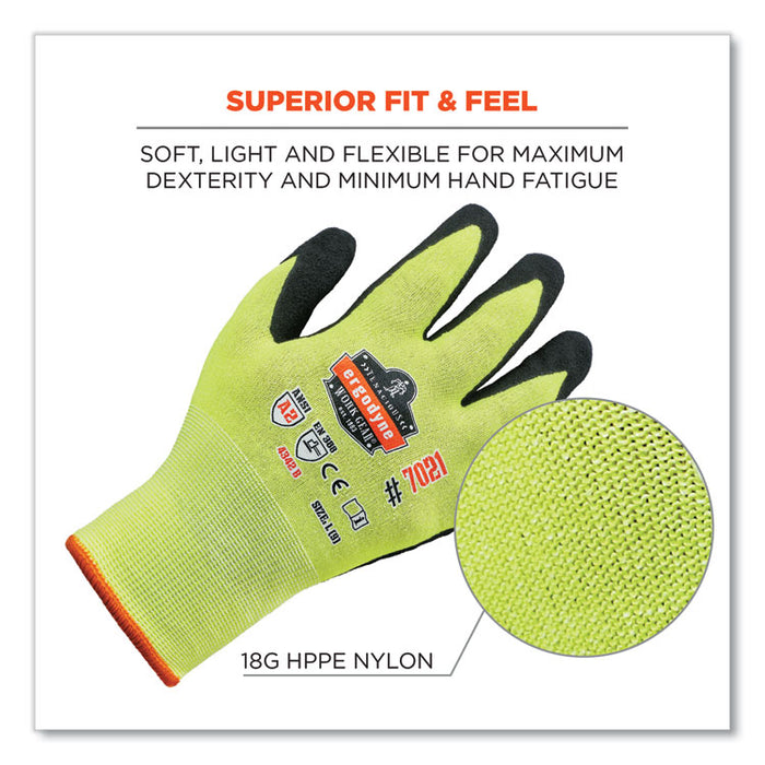 ProFlex 7021 Hi-Vis Nitrile-Coated CR Gloves, EN388: 4342B, 8.75" Long, Medium, Lime, Pair