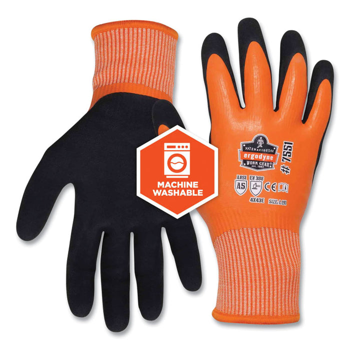 ProFlex 7551-CASE ANSI A5 Coated Waterproof CR Gloves, EN388: 4X43E, 10" Long, Small, Orange, 144 Pairs/Carton