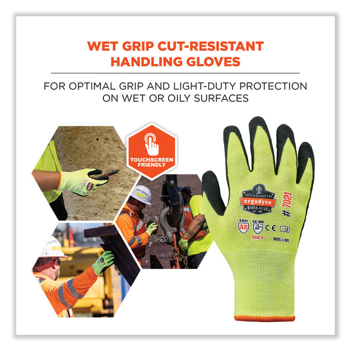 ProFlex 7021 Hi-Vis Nitrile-Coated CR Gloves, EN388: 4342B, 8.75" Long, Medium, Lime, Pair