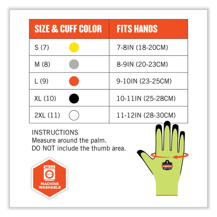 ProFlex 7021 Hi-Vis Nitrile-Coated CR Gloves, EN388: 4342B, 8.5" Long, Small, Lime, Pair