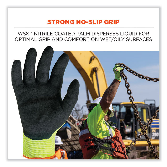 ProFlex 7021 Hi-Vis Nitrile-Coated CR Gloves, EN388: 4342B, 8.75" Long, Medium, Lime, Pair