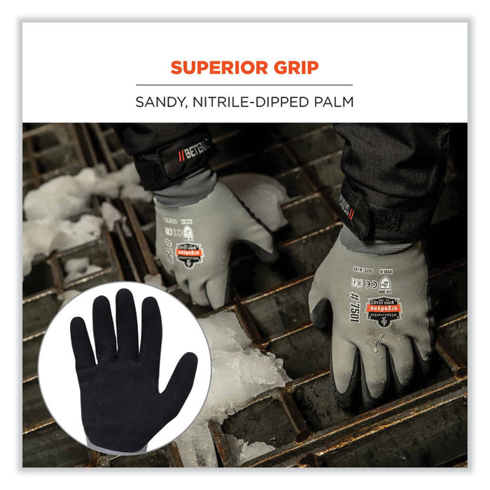 ProFlex 7501-CASE Coated Waterproof Winter Gloves, EN388: 2131X, 11" Long, XX-Large, Gray, 144 Pairs/Carton