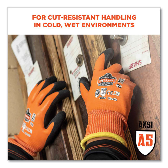 ProFlex 7551-CASE ANSI A5 Coated Waterproof CR Gloves, EN388: 4X43E, 11" Long, XX-Large, Orange, 144 Pairs/Carton