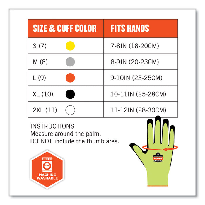 ProFlex 7041 ANSI A4 Nitrile-Coated CR Gloves, EN388: 4X42D, 10" Long, Small, Lime, Pair