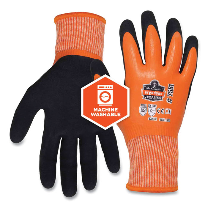 ProFlex 7551 ANSI A5 Coated Waterproof CR Gloves, EN388: 4X43E, 11" Long, X-Large, Orange, Pair
