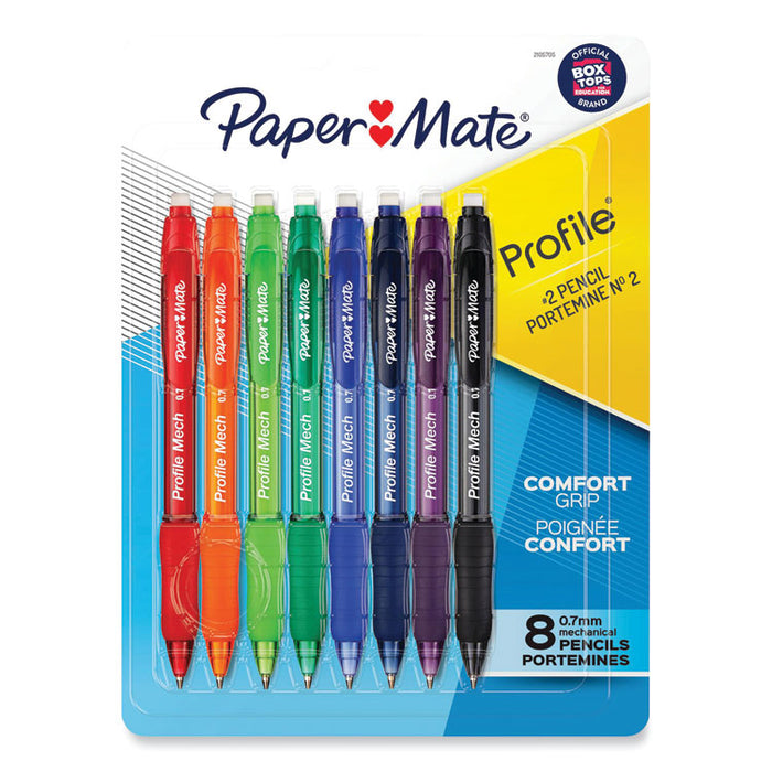 Profile Mechanical Pencils, 0.7 mm, HB (#2), Black Lead, Assorted Barrel Colors, 8/Pack