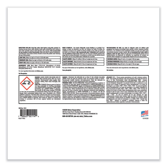 Kitchen Degreaser, 1 gal Bottle, 4/Carton