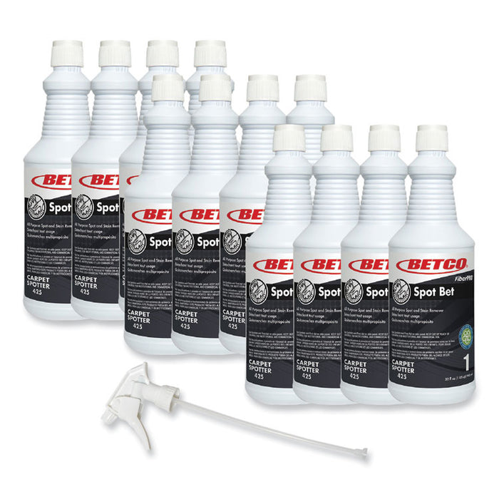 FiberPro Spot Bet Stain Remover, Country Fresh Scent, 32 oz Bottle, 12/Carton