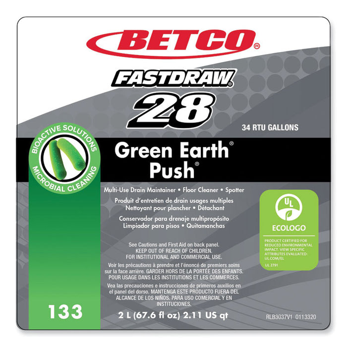 PUSH FastDraw All Purpose Cleaner and Odor Eliminator, New Green Scent, 2 L Bottle, 4/Carton