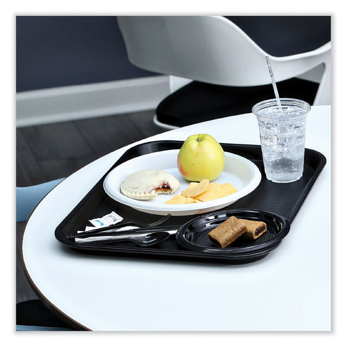 Six-Piece Cutlery Kit, Mediumweight, Fork/Knife/Napkin/Pepper/Salt/Spoon, Plastic, Black, 250/Carton