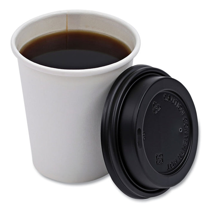 Hot Cup Lids, Fits 10 oz to 20 oz Hot Cup, Plastic, Black, 1,000/Carton