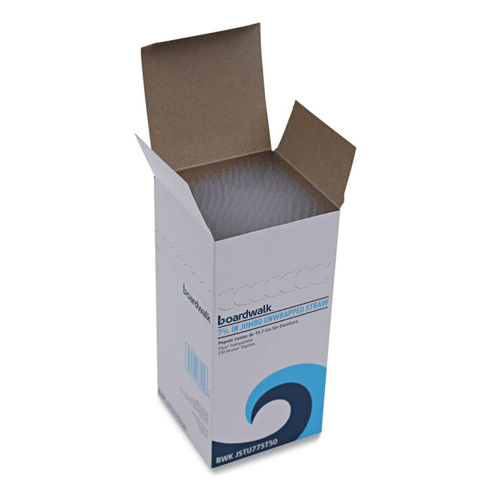 Jumbo Straws, Unwrapped, 7.75", Plastic, Translucent, 250/Pack, 50 Packs/Carton
