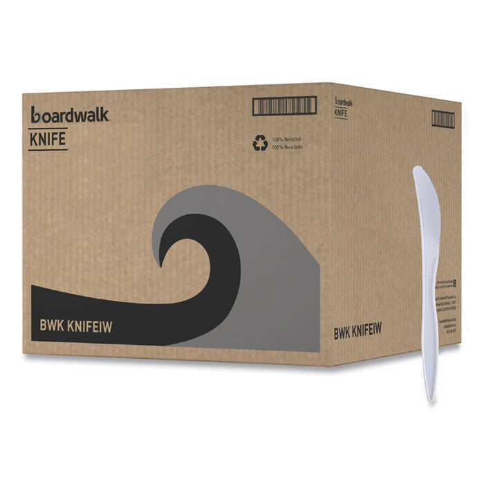 Mediumweight Wrapped Polypropylene Cutlery, Knife, Plastic, White, 1,000/Carton