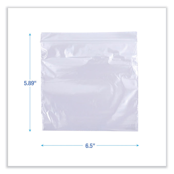 Reclosable Food Storage Bags, Sandwich, 6.5" x 5.89", Clear, 500/Box