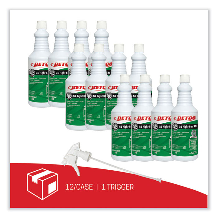 GE Fight Bac RTU Disinfectant, Fresh Scent, 32 oz Bottle, 12 Bottles/Carton