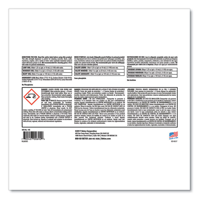 Liquid Chisel Max Non-Butyl Degreaser, 1 gal Bottle, 4/Carton