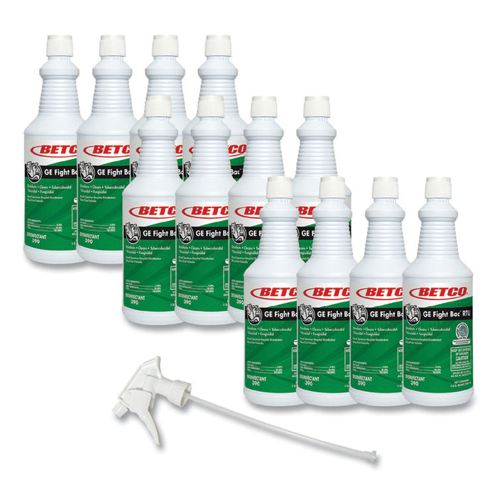 GE Fight Bac RTU Disinfectant, Fresh Scent, 32 oz Bottle, 12 Bottles/Carton