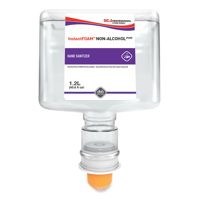 InstantFOAM Non-Alcohol PURE Hand Sanitizer, 1.2 L Touch Free Refill Cartridge, Unscented, 3/Carton