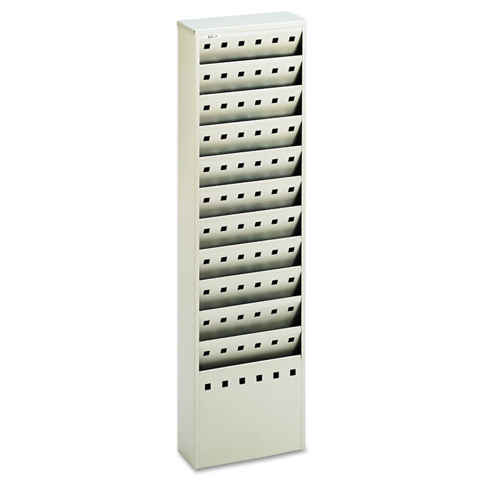 Steel Magazine Rack, 11 Compartments, 10w x 4d x 36.25h, Gray