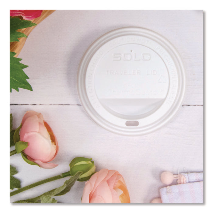 Traveler Sip Through Lids for ThermoGuard Hot Cups, Fits 12 oz to 24 oz Hot Cups, Plastic, White, 1,200/Carton