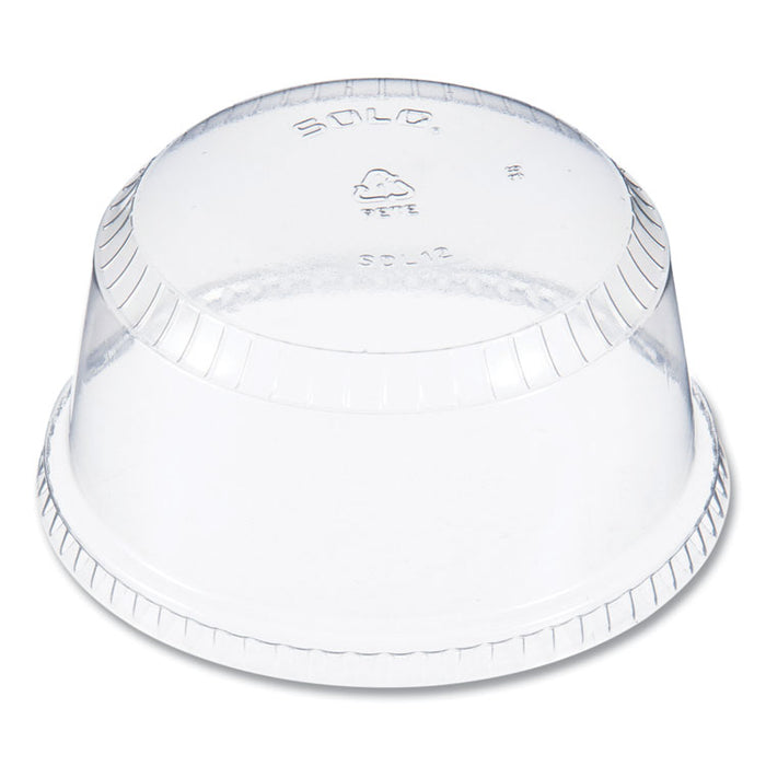 SoloServe PET Sundae Cup Lids, Fits 5.5 oz to 12 oz Sundae Cups, Plastic, Clear, 1,000/Carton