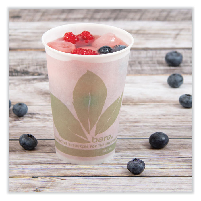 Bare Eco-Forward Paper Cold Cups, ProPlanet Seal, 7 oz, Green/White, 100/Sleeve, 20 Sleeves/Carton