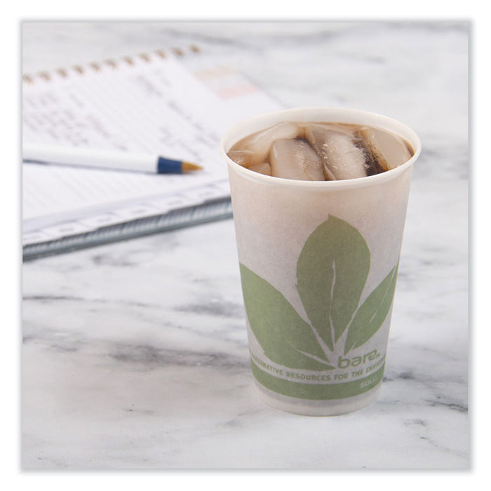 Bare Eco-Forward Paper Cold Cups, ProPlanet Seal, 7 oz, Green/White, 100/Sleeve, 20 Sleeves/Carton