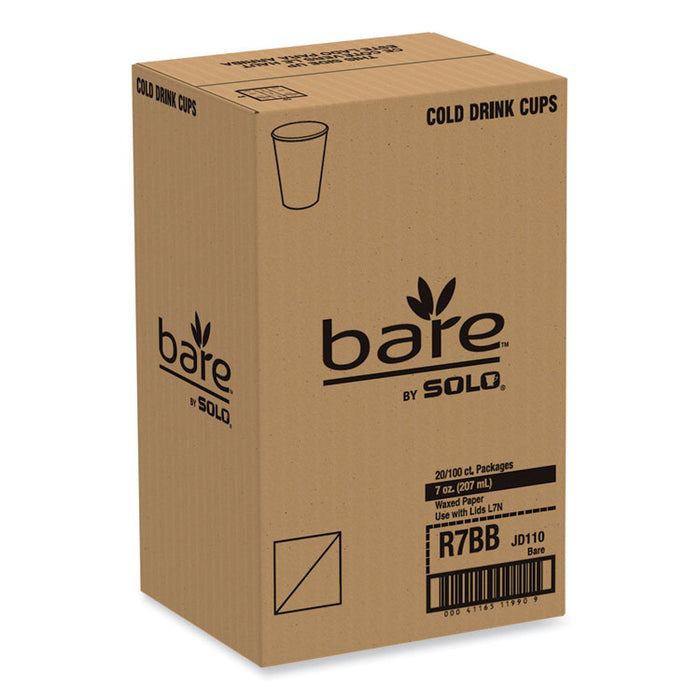Bare Eco-Forward Paper Cold Cups, ProPlanet Seal, 7 oz, Green/White, 100/Sleeve, 20 Sleeves/Carton